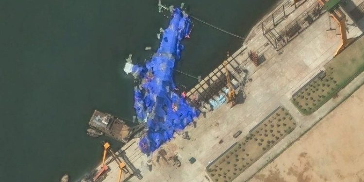 Satellite images reveal North Korea’s mangled naval destroyer after failed launch